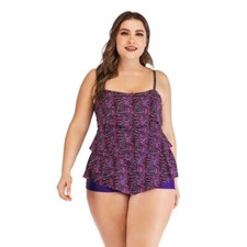 Women's Plus Size Tankini Swimsuit Skirted Bikini Set Floral Print Two Piece
