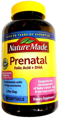 Nature Made 1 Per Day Prenatal with Folic Acid and DHA 150 Softgels EXP 01/2027