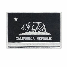 California Flag (Black) Embroidered Iron On Patch
