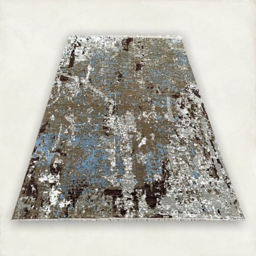 Tapis de tapis tissé indien moderne noué à la main laine soie 6x9 texturée multi-terre - Photo 1/10