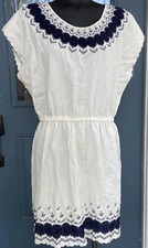 Women’s J CREW Embroidered & Scalloped Hem Linen/Cotton Dress, Size 12