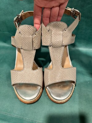 Antonio Melani Maree Platform Sandals Beige Wedge Open Toe Size 10M Tan Shoes