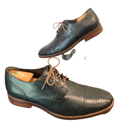 Cole Haan Mens Black Brogue Leather Cap 