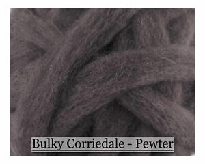 2 oz Corriedale Wool Roving in Pewter World of Wool product Sliver