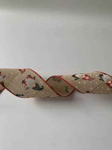 Kirkland Przewodowa naturalna wstążka GNOM 6,3cm / 10m Idealna do dekoracji świątecznych! - Zdjęcie 1 z 2