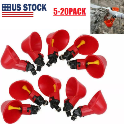 20Pcs Poultry Water Drinking Cups Chicken Hen Plastic Automatic Drinker Feeder