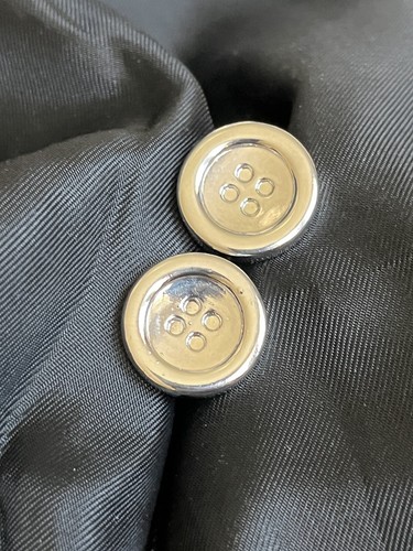 Vintage Button Cuff Links Silver Tone Button Cufflinks 3/4" Wide - Picture 6 of 8