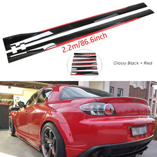 2.2 M86.6inches Side Skirt Extension Glossy Black Red Line For Mazda Rx-8 Rx8