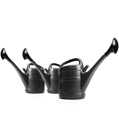 3x Gießkanne 10 Liter anthrazit für Haus & Garten aus robustem Kunststoff