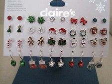 Claire's 20-pack Holiday Small Earrings, Mittens Reindeer Snowman Bow Bells Tree