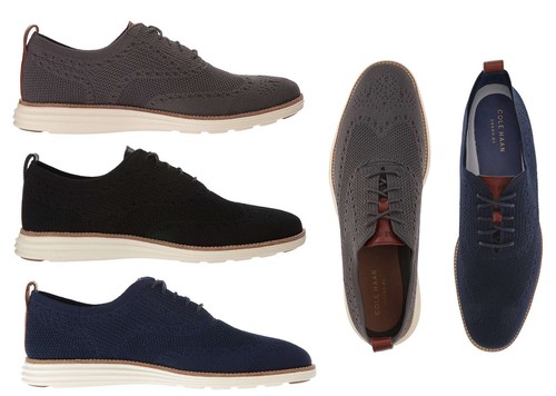 Cole Haan Men's Original Grand Knit Wing-Tip Oxfords, Grey, Men's, 10.5D
