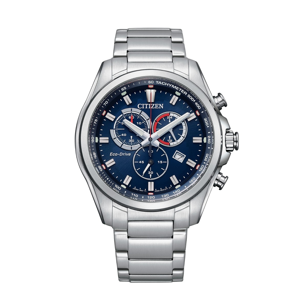 BC135JNV シルバー＆ブルー Citizen Men's Sport Casual Chronograph Eco-Drive Silver Watch 43