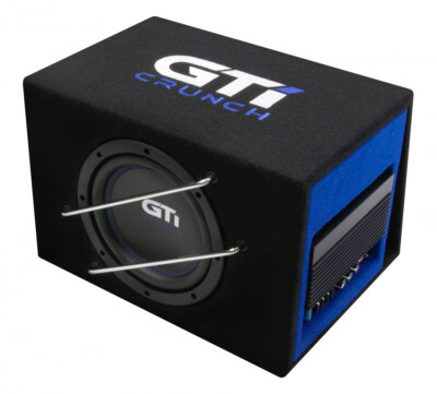 Crunch GTI 800A 20 cm Aktiv Gehäuse Subwoofer integrierter Verstärker 400 Watt