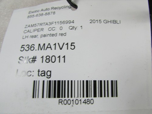 2015 Maserati Ghibli Q4, LH, Left Rear Brake Caliper, Red - Bild 7 von 8