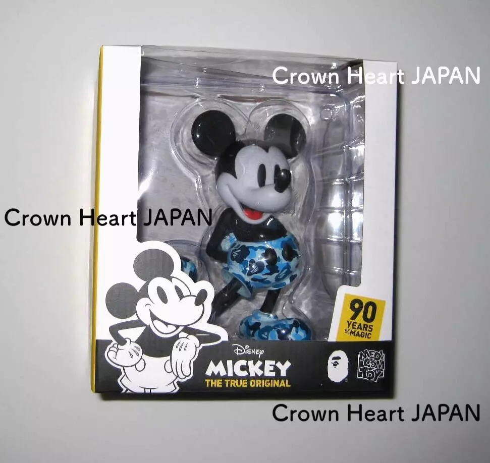 A BATHING APE Disney MICKEY 90th x BAPE VCD Figure Blue CAMO Medicom Toy  Japan