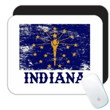 Indiana : Gift Mousepad Flag Distressed Souvenir State USA Christmas Coworker