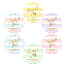 PERSONALISED BABY SHOWER STICKERS LABELS READY TO POP PARTY FAVOURS