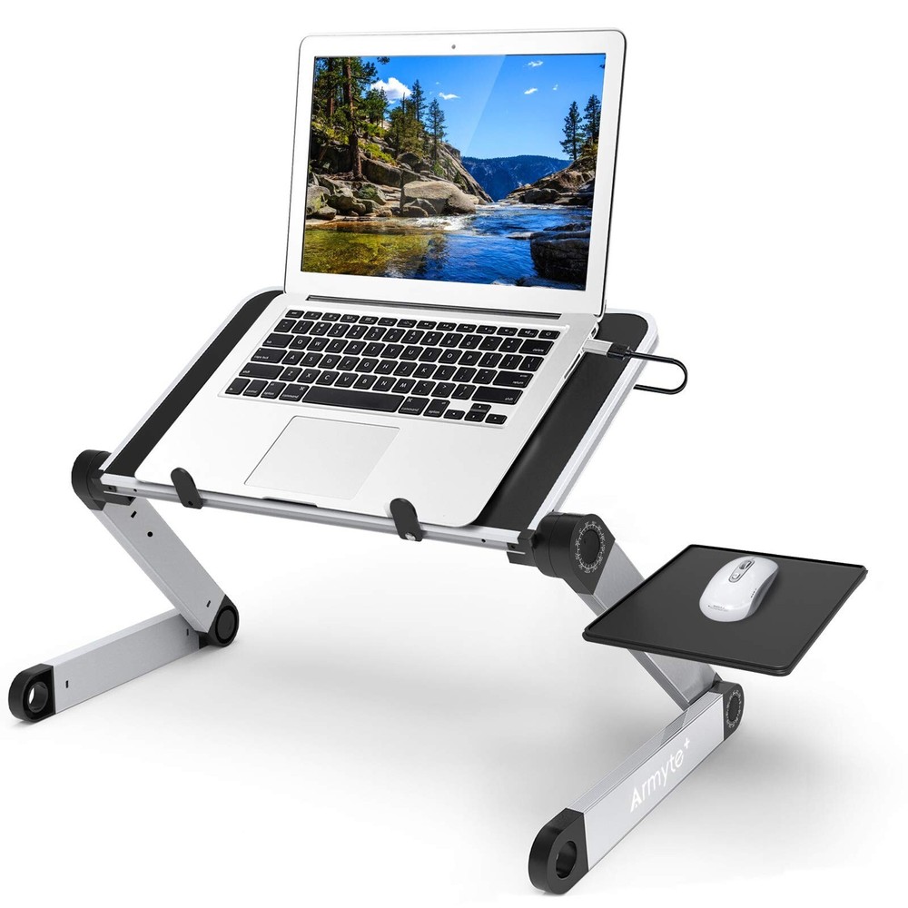 Adjustable Laptop Stand with Cooling Fan for Desk or Portable Lap Use