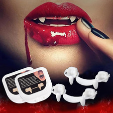 4 Halloween Retractable Teeth Dress Costume Scary Party Cosplay Vampire Fangs