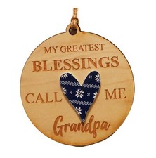 Grandpa Blessings Wooden Disk Holiday Ornament by Christmas Market Ornaments