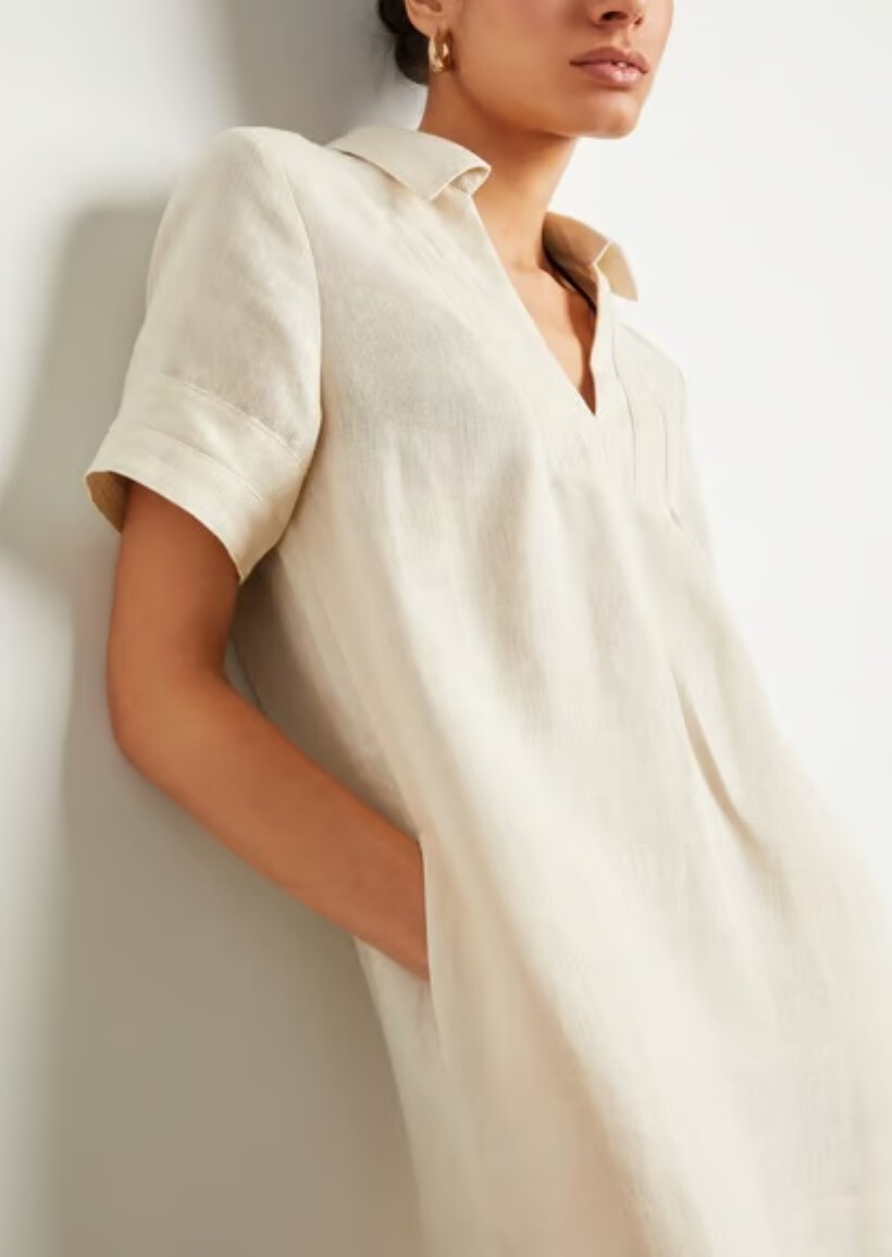 Banana Republic Utility Linen Caftan Shirtdress Maxi In New Washed Stone, Size Xs
