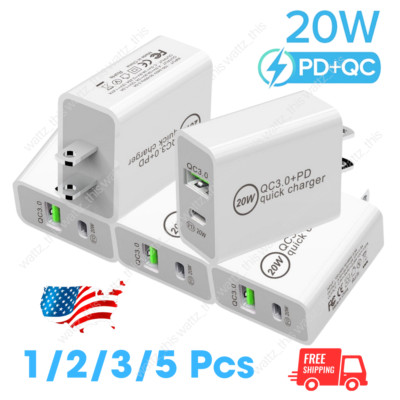 Lot PD 20W QC3.0 USB Fast Quick Charger for iPhone 16 15 13 12 11 Pro Max 8 iPad