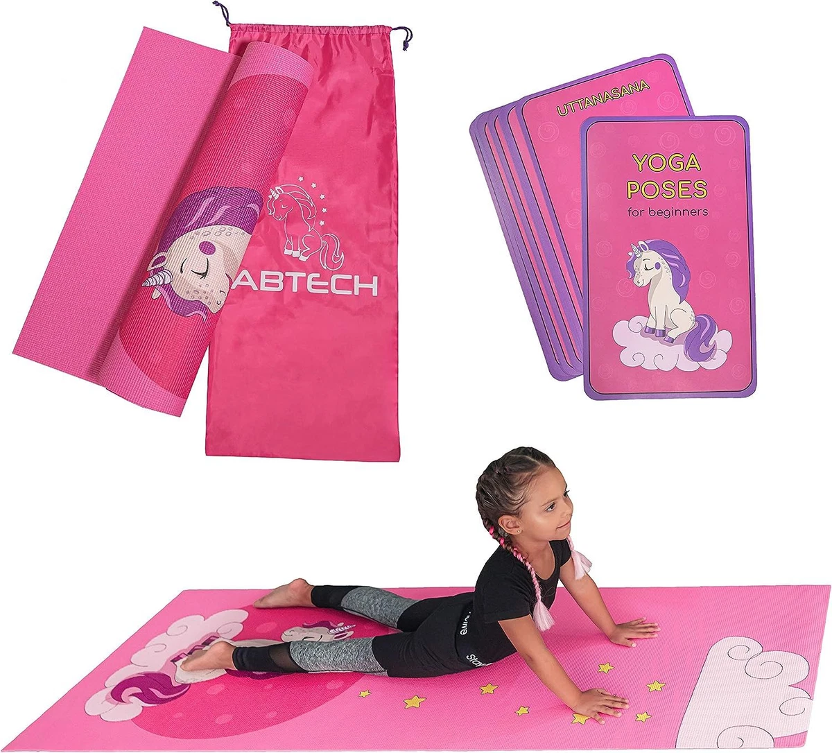 Kids Yoga Mat Set for Boys & Girls - Unicorn, Mermaid, Panda, Unicorn