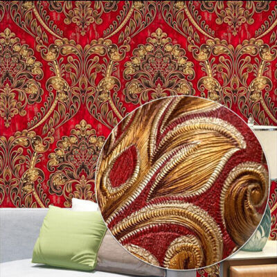 10 M Geprägt Texturiert Wallpaper Klassisch Europäisch Damast Roll 3D Home Dekor