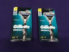 Gillette Mach3 2 Cartridges 1 Razor, 3 Steel Blade, 2 Pk, NEW!