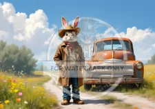 Truck Bunny | A4 Rice Paper | Paper for Decoupage | Decoupage Central