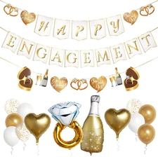 Happy Engagement Banner, Just Engaged Banner, Happy Engagement Decorations | Jus