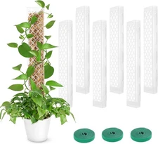 GROWNEER 6 Packs 17 Inch Plastic Moss Pole for Plants 17 Inch, Clear 