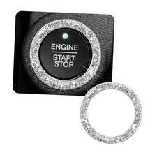 Car Bling Crystal Rhinestone Engine Start Ring Decals, Sparkling Diamond White