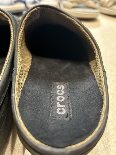 Crocs Women's Leather Clog Shoes Size 8 Black Fabric lined - Picture 11 of 12