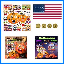 32 Sheets Halloween Stickers Pumpkin Decorating Kit, 64 Pack Pumpkin Stickers...