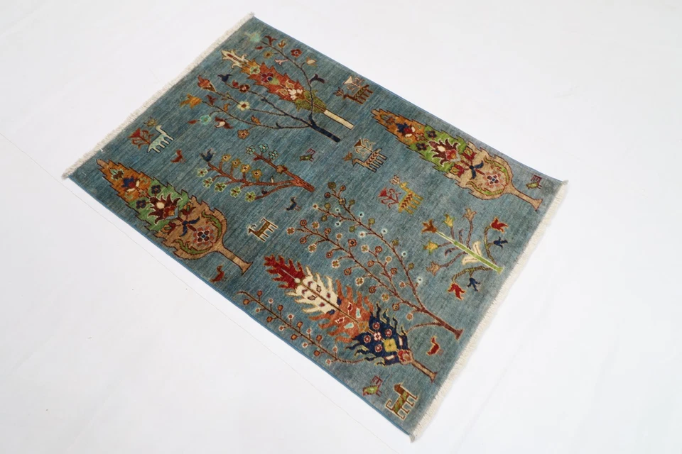 Traditional Tree of Life 3x4 ft  Accent Rug Afghan Hand Knotted Wool  Rug - Image 2 of 4