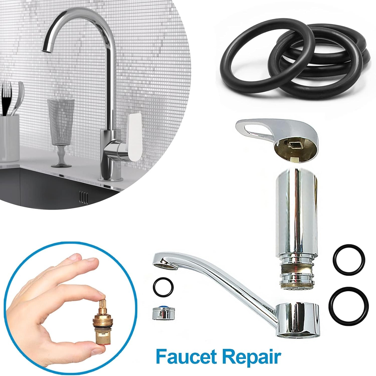 24 Size Rubber O Ring Set,1120 Pcs Black Small O Rings Assortment 