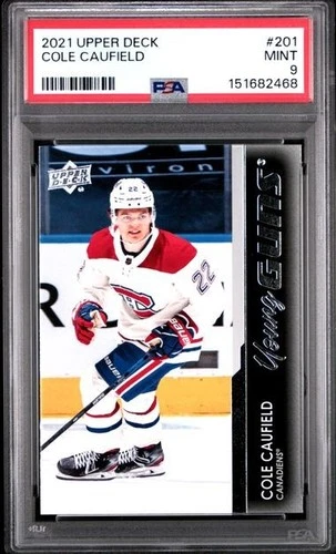 2021-2022 Upper Deck Cole Caufield Young Guns #201 PSA 9