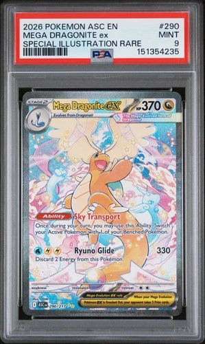 2026 POKEMON ASC EN-SPECIAL ILLUSTRATION RARE #290 MEGA DRAGONITE EX PSA 9