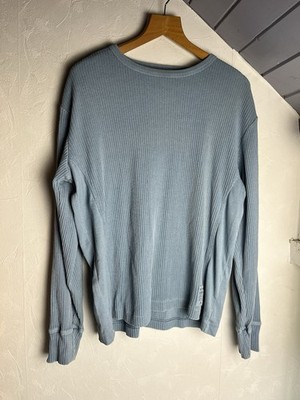 Nigel Cabourn Mens Ribbed Utility Jumper, Pale Blue Cotton, Large