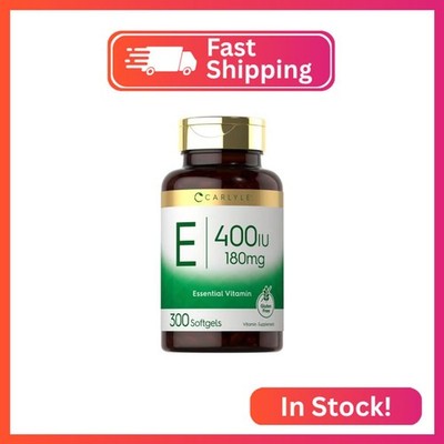 Carlyle Vitamin E 400 IU Softgels (180mg) | 300 Capsules | Non-GMO and Gluten Fr