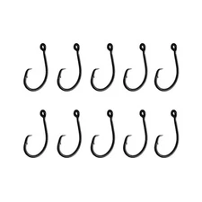 10PCS High-Carbon Steel Circle Hooks Barbed Fishing Hooks with Holes, 2/0