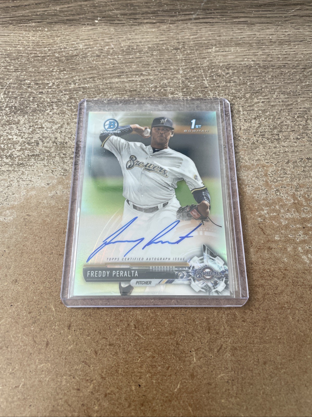 2017 FREDDY PERALTA Bowman Chrome 1st RC AUTO REFRACTOR #/499 Autograph 