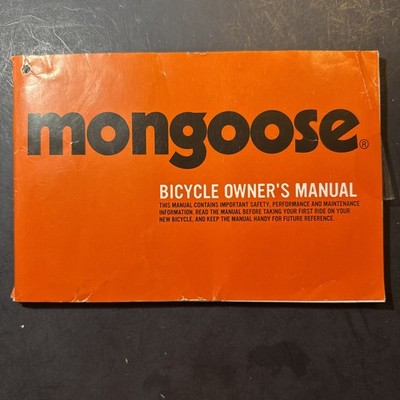 New 2012 Mongoose BMX Bicycle Owner's Manual
