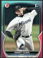 2023 1st Bowman Draft #BD-10 Emmett Olson Aqua Pink Gradiant /199 Marlins