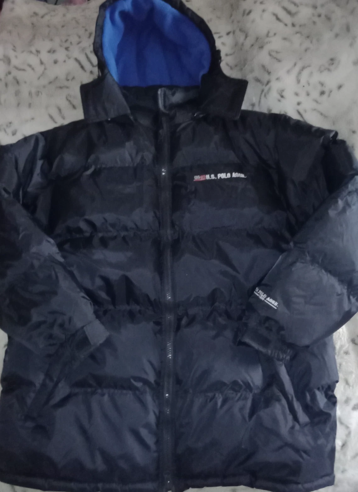 U.S. POLO ASSN. Puffer Jacket Winter Coat Dark Navy-Blue Sz XL ~ Hole in Pocket