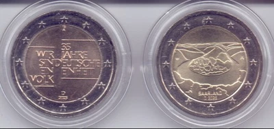 BRD - Saarland + 35 Jahre Deutsche Einheit - 2x2Euro - 2025A - bfr in Kapsel - Bild 1 von 2