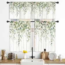  Kitchen Curtains and Valances 3 Piece Set Rod 52"W x 36"L (Pack of 1) 01green