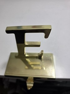 Vintage Gold Metal Letter “E” Mantel Stocking Holder – Weighted Christmas Hearth