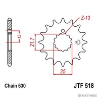 Ritzel Teilung 630 ZäHne 15 Ritzel Vorne JTF518.15